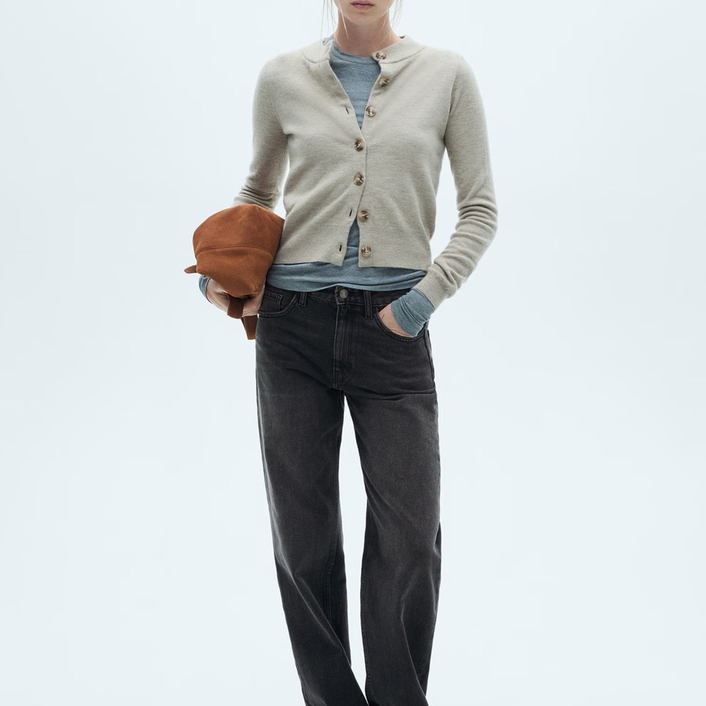 Mango Charcoal Straight Leg Jeans